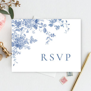Cartão Postal Casamento de Jardim Azul Vitoriano RSVP