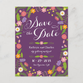 Cartão Postal Casamento de Jardim Russo com Frame Floral Bloomin