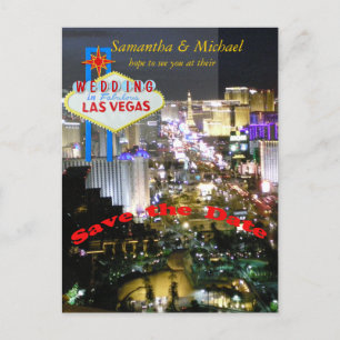Cartão Postal Casamento de Las Vegas Salve a Data
