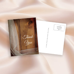 Cartão Postal Casamento De Madeira Bridal Veil Barn Obrigado
