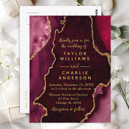 Cartão Postal Casamento de mármore vermelho e Dourado