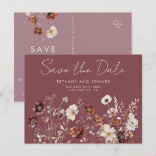 Cartão Postal Casamento de Mauve de Flor Selvagem de Queda Salva