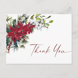 Cartão Postal Casamento de Natal Elegante da Poinsettia Vermelha