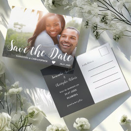 Cartão Postal Casamento de Noivado com Foto Preta e Branca Salva