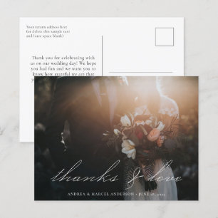 Cartão Postal Casamento de Obrigados Fotográficos de Script de 