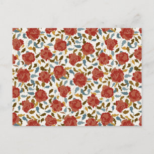 Cartão Postal Casamento de Ouro de Rosa vermelha Elegante Dusty