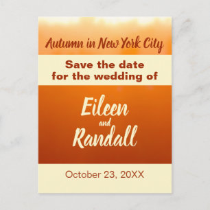 Cartão Postal Casamento de Outono Cores de Outono Laranja Salve 