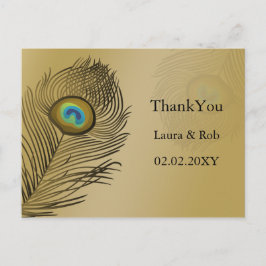 Cartão Postal Casamento de paz de ouro Obrigado