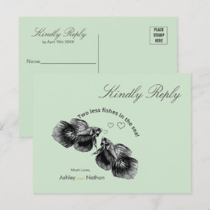 Cartão Postal Casamento de Peixes de Neurocoloração Negra Elegan