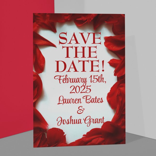 Cartão Postal Casamento de pétalas vermelhas glamourosas Salva-a (Criador carregado)