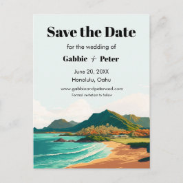 Cartão Postal Casamento de praia de Oahu Hawaii Salve a Data