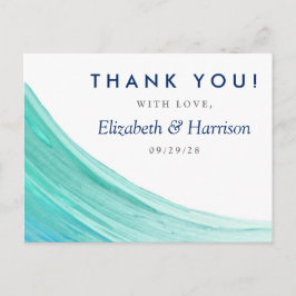 Cartão Postal Casamento de Praia de Turquoise Elegante Obrigado