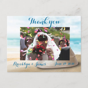 Cartão Postal Casamento de Praia Obrigado Cartões-postais