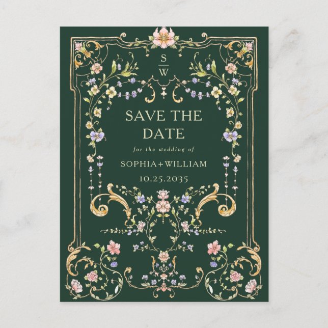 Cartão Postal Casamento de Quadro de Ornamentado Vitoriano Salve (Frente)