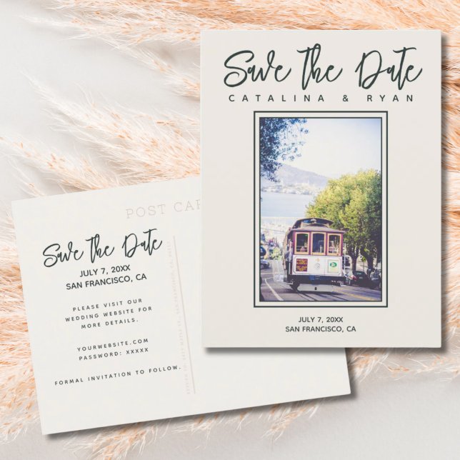 Cartão Postal Casamento de São Francisco Trolley Salvar a Data (San Francisco Save the Date Postcards)