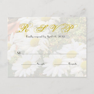 Cartão Postal Casamento de Script Amarelo Fluxo de Fundo Daisy