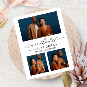 Cartão Postal Casamento De Script Chic Salva A Colagem De Foto D