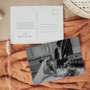 Cartão Postal Casamento de Script Minimalista Obrigado Cartão-Po