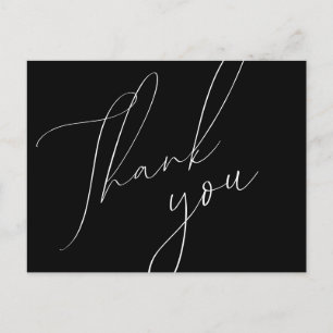 Cartão Postal Casamento de Script Minimalista Obrigado Cartão-Po