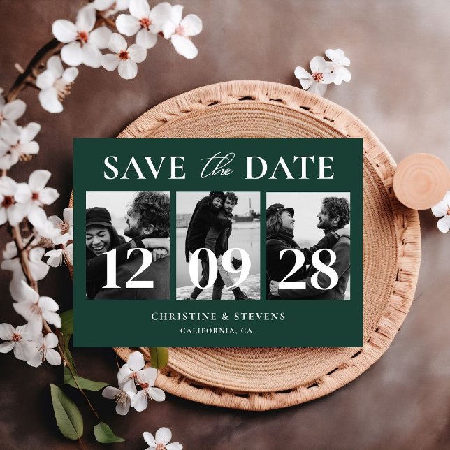 Cartão Postal Casamento De Script Verde Da Emerald Salva A Foto  (Criador carregado)