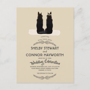 Cartão Postal Casamento de Silhouette German shepherd lindo