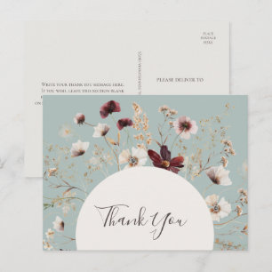 Cartão Postal Casamento de Teal de Flor Selvagem de Cobre Burgun