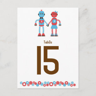 Cartão Postal Casamento de Tema Robô Bonito