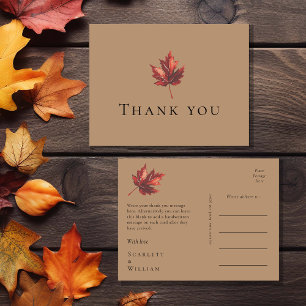Cartão Postal Casamento de Terracotta Mínimo Simples Obrigado