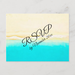 Cartão Postal Casamento de Themed Beach no Oceano RSVP