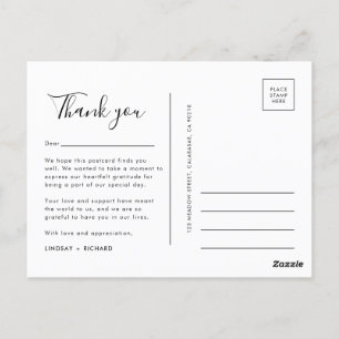 Cartão Postal Casamento de Tipografia Simples Limpo Moderno e Mi