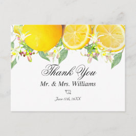 Cartão Postal Casamento de Verão com Lemon Boho Moderno Obrigado