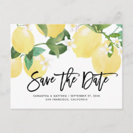 Cartão Postal Casamento de Verão com Lemon Theme Salvar a Data
