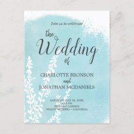 Cartão Postal Casamento de Wash com Aqua Blue Botanical
