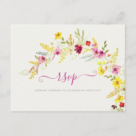 Cartão Postal Casamento de Wreath com Orquídeas Selvagens Rosa P