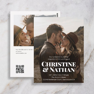 Cartão Postal Casamento Dentro Do Orçamento Ousado Chic 3 Código