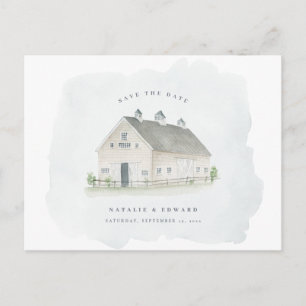 Cartão Postal casamento do celeiro de aquarelas rústicas salvar