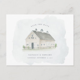 Cartão Postal casamento do celeiro de aquarelas rústicas salvar