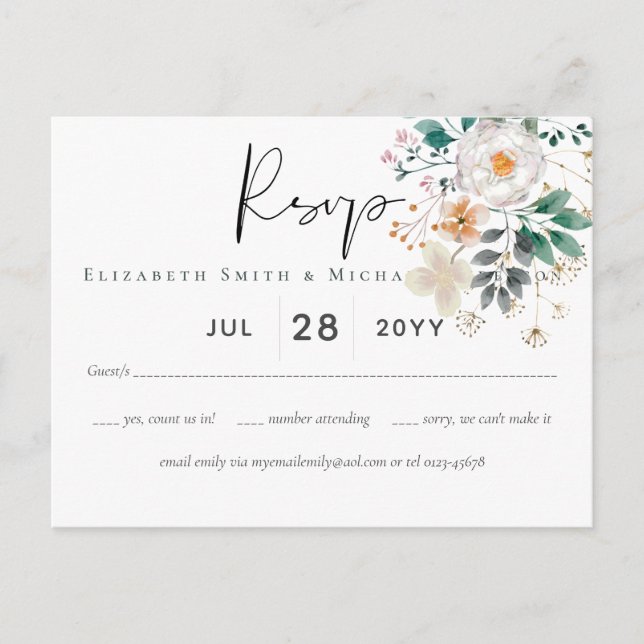 Cartão Postal Casamento do Jardim do Barão com Primavera Wildflo (Frente)