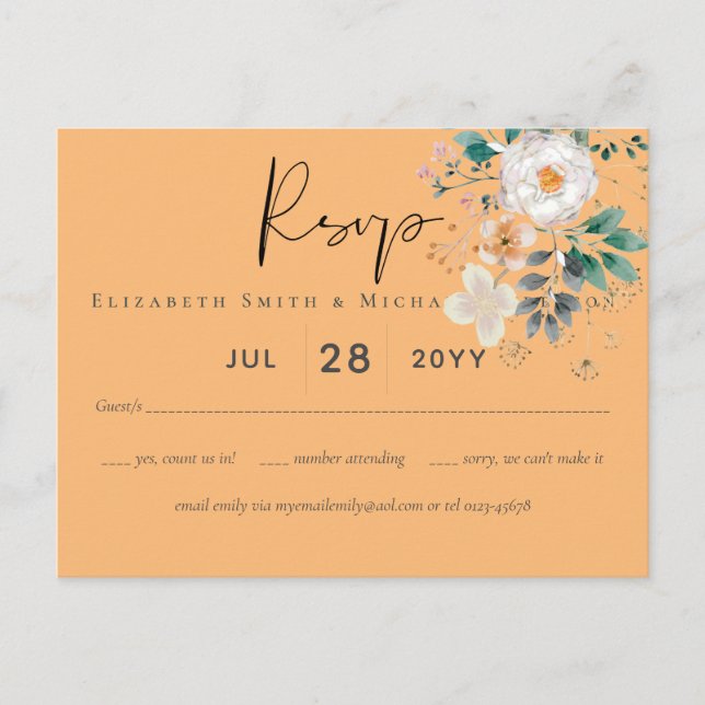 Cartão Postal Casamento do Jardim do Barão com Primavera Wildflo (Frente)