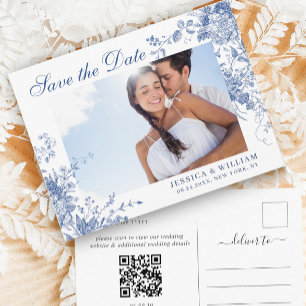 Cartão Postal Casamento do Jardim Francês Azul Vitoriano Salva a