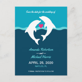 Cartão Postal Casamento Do Oceano Golfinho Salvar A Data