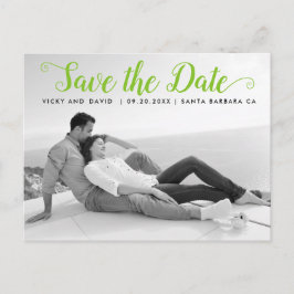Cartão Postal Casamento do verde limão moderno Salve a foto da d