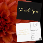 Cartão Postal Casamento Dourado com Escrituras Negras Elegantes<br><div class="desc">Crie seu próprio cartão postal personalizado,  elegante,  obrigado. Basta inserir sua mensagem / obrigado nota. Elegante obrigado anote cartão postal para uso no casamento,  casamento aniversário,  aniversário,  graduação,  chá de panela,  chá de fraldas,  feriados ou qualquer outra correspondência relacionada a ocasião especial.</div>