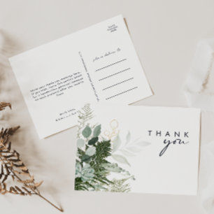 Cartão Postal Casamento Dourado com Leaf e Greenerescência Obrig