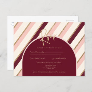 Cartão Postal Casamento Dourado Cor Paleta Borgonha Rosa