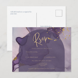 Cartão Postal Casamento Dourado de Lavanda Roxo de Mente de Tint