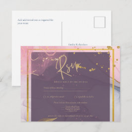 Cartão Postal Casamento Dourado de Múrpura Roxo de Lavanda LeahG