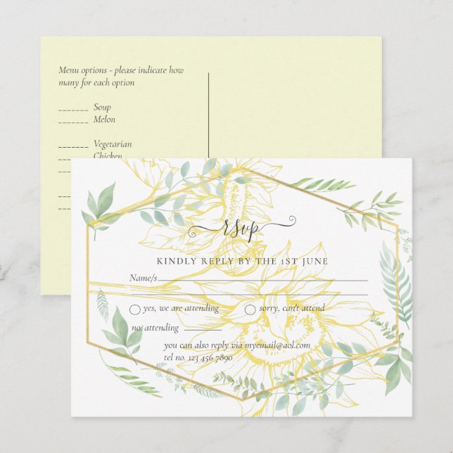 Cartão Postal Casamento Dourado de Sage, Greenery Sage (Frente/Verso)