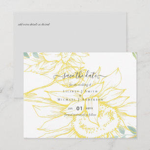 Cartão Postal Casamento Dourado de Sage, Greenery Sage