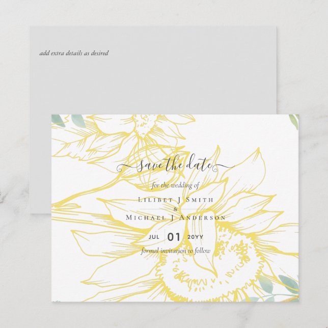 Cartão Postal Casamento Dourado de Sage, Greenery Sage (Frente/Verso)